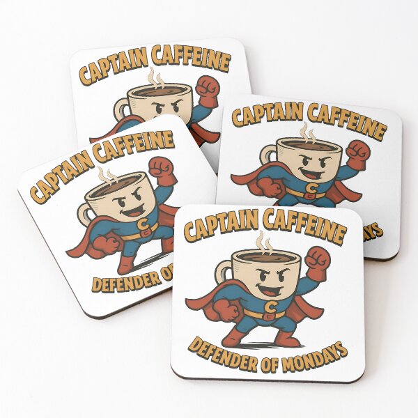 Item preview, Captain Caffeine – Defender of Mondays | Funny Coffee Superhero Design designed and sold by MABComics.