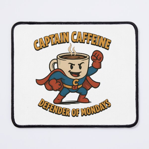 Item preview, Captain Caffeine – Defender of Mondays | Funny Coffee Superhero Design designed and sold by MABComics.