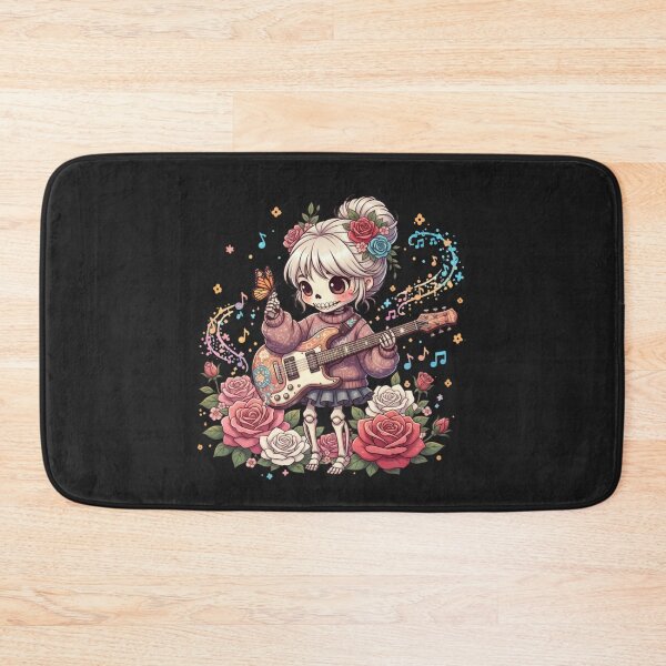 Item preview, Skeleton Girl Guitar Melody | Cute Kawaii Chibi Skeleton Music Art designed and sold by ColorSplash123.