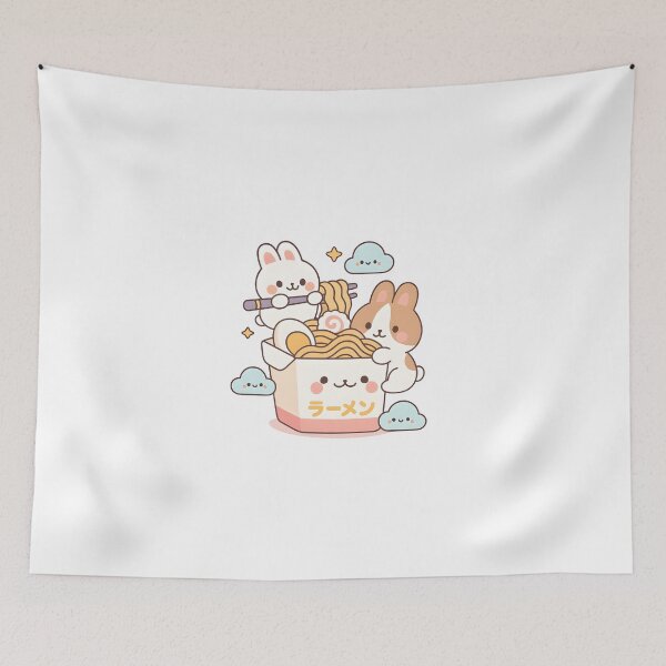 Item preview, Kawaii Ramen Box with Cute Bunny Friends – Adorable Pastel Noodle Bowl Art designed and sold by OsasChild.