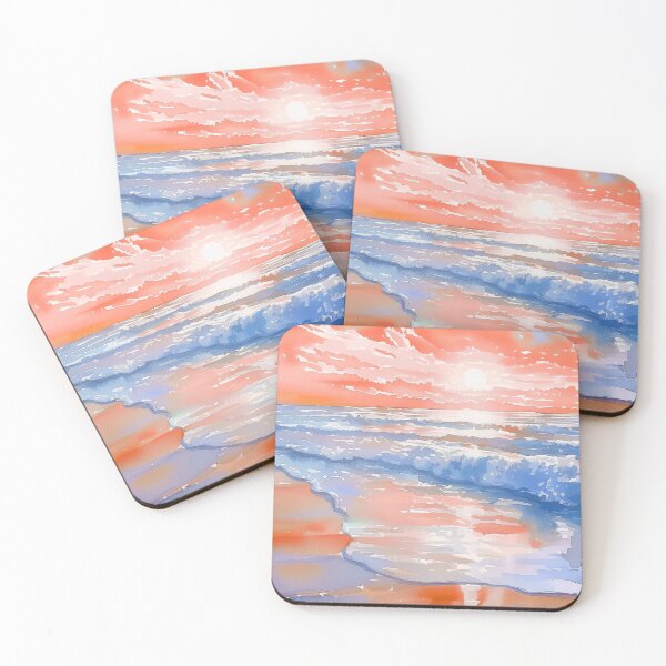 Item preview,  Watercolor Peaceful Orange Blue Beach Sunrise Sunset designed and sold by Liberty Sunshine.