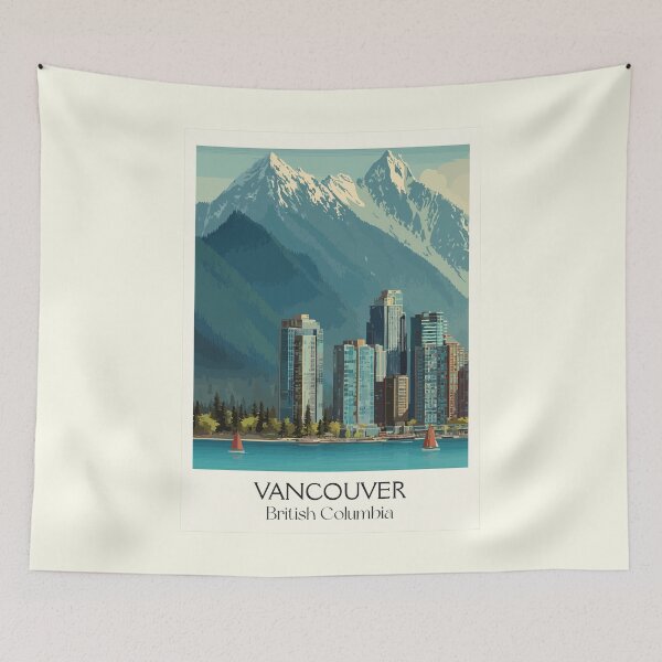 Item preview, Vancouver British Columbia | Mountain and Cityscape Art designed and sold by TuncGK.