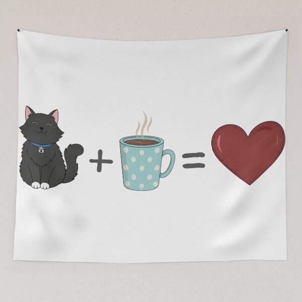 Item preview, Cute Fluffy Black Cat Coffee Mug Textured Love Heart designed and sold by zoughlal.