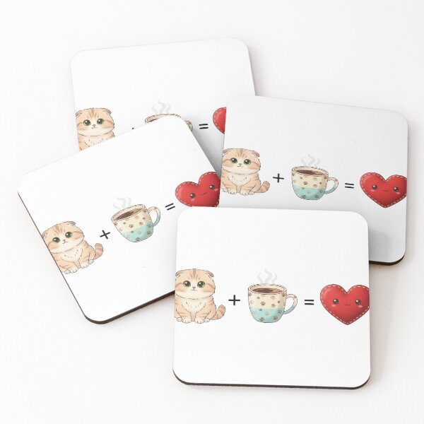 Item preview, Adorable Scottish Fold Kitten with Mug and Plushie Heart designed and sold by zoughlal.