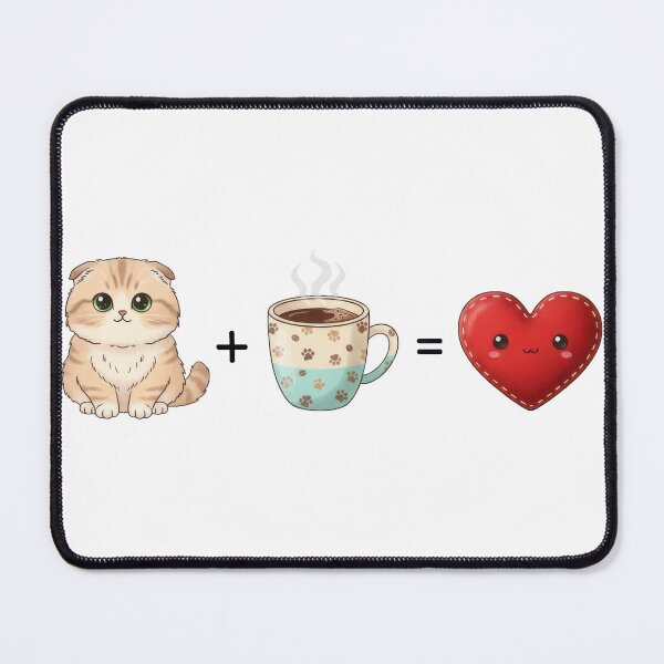 Item preview, Adorable Scottish Fold Kitten with Mug and Plushie Heart designed and sold by zoughlal.