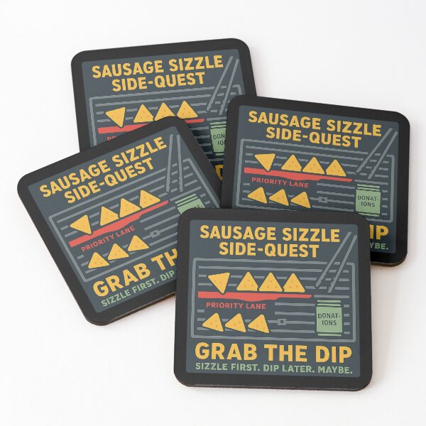 Item preview, Sausage Sizzle Side-Quest — Grab the Dip | Aussie BBQ Fundraiser designed and sold by POD DYNASTY | Original Print On Demand T-Shirt Graphics.
