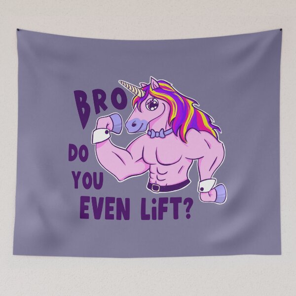 Item preview, buff sassy cartoon unicorn | Bro, do you even lift? designed and sold by kawaicherrypi.