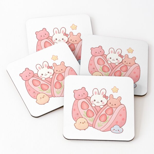 Item preview, Kawaii Strawberry Sandwich with Adorable Creatures – Cute Sando Dessert Art designed and sold by OsasChild.