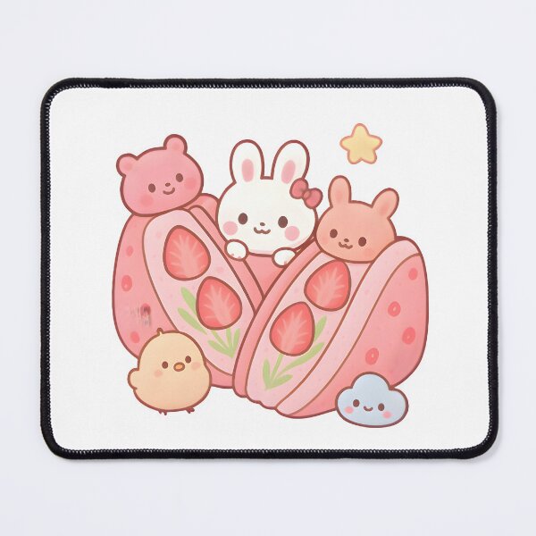 Item preview, Kawaii Strawberry Sandwich with Adorable Creatures – Cute Sando Dessert Art designed and sold by OsasChild.