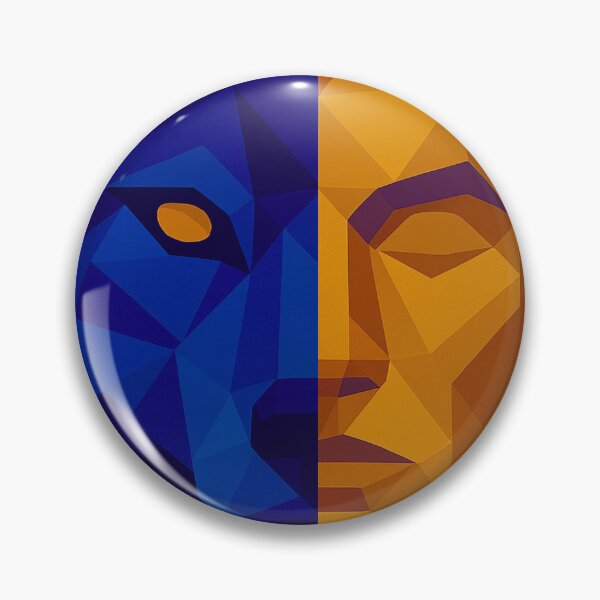 Aperçu de l'œuvre Dualité de l'existence – Homme-Loup | Cubisme géométrique coloré unique inspiré du hibou : esprit de puissance et d'instinct | Harmonie mystique de la lumière créée et vendue par Owlic.artwear.