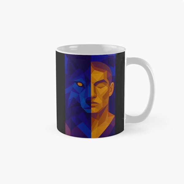 Item preview, Duality of Existence – Man Wolf | Unique Owlic Colorful Geometric Cubism Spirit of Power and Instinct | Mystical Harmony of Light Art Design designed and sold by Owlic.artwear.