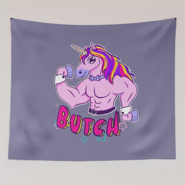 Item preview, Butch fabulous cartoon unicorn with buff muscles and rainbow hair designed and sold by kawaicherrypi.