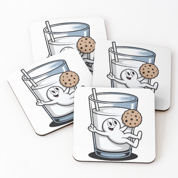 Item preview, Cute Milk and Cookie Cartoon: Retro Mascot Lounging in Glass designed and sold by RudArtAI.