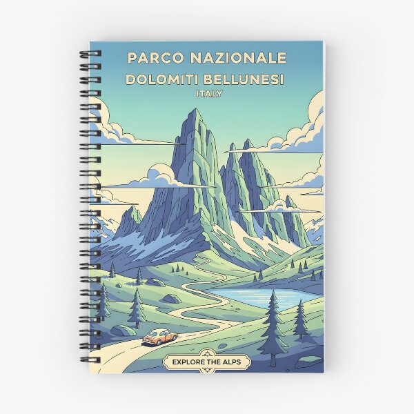 Artikelvorschau, Dolomiti Bellunesi Alpen Road Trip Vintage minimalistisches Poster entworfen und verkauft von RBCTk.