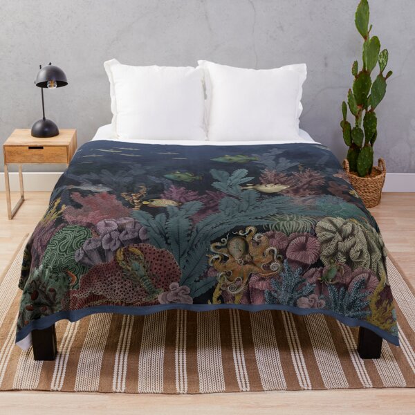 Item preview, Deep sea wallpaper vintage pattern aquarium ocean background pattern for colorful fish designed and sold by hAITHAM1985.