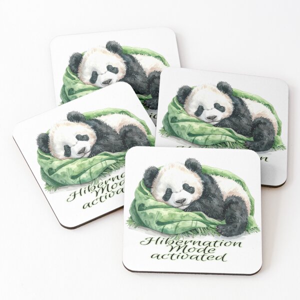 Item preview, Hibernation activated, dreaming panda in a cozy green blanket designed and sold by LiskoDesign.