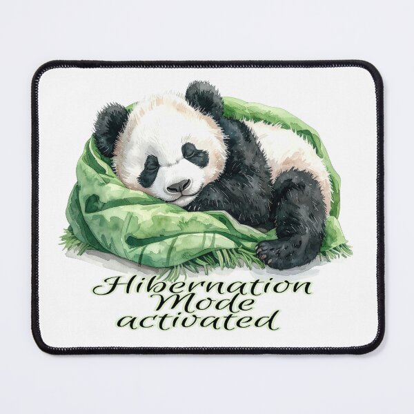 Item preview, Hibernation activated, dreaming panda in a cozy green blanket designed and sold by LiskoDesign.