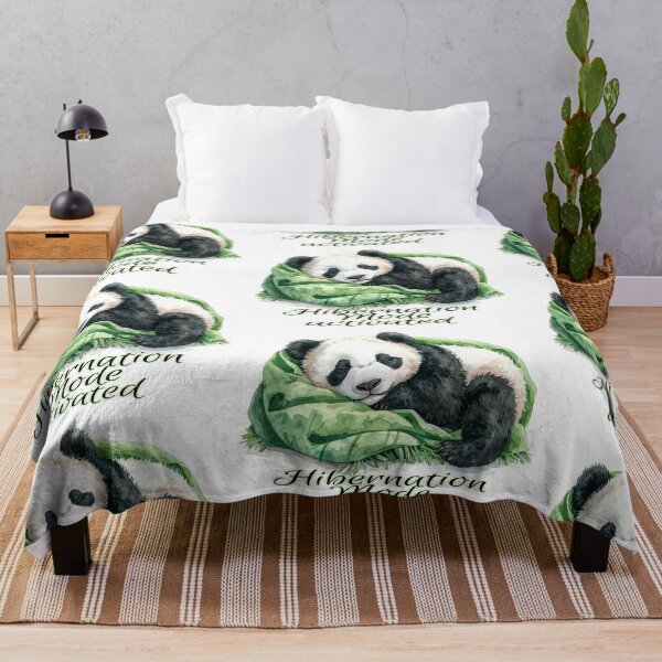 Item preview, Hibernation activated, dreaming panda in a cozy green blanket designed and sold by LiskoDesign.