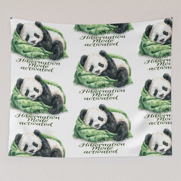 Item preview, Hibernation activated, dreaming panda in a cozy green blanket designed and sold by LiskoDesign.