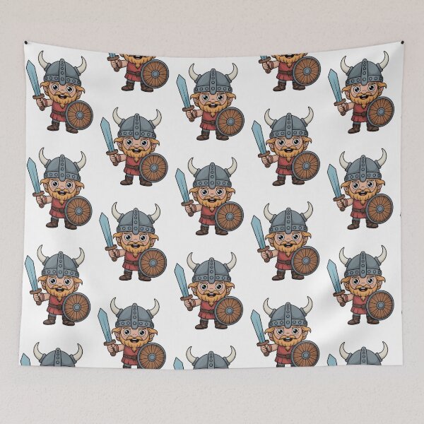 Item preview, Cute Kawaii Viking: Chibi Norse Warrior with Sword and Shield designed and sold by RudArtAI.