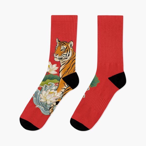 Item preview, A JAPANESE TIGER AMONG THE LOTUS FLOWERS designed and sold by infinitearte.