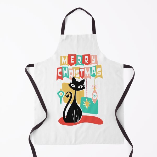 Item preview, Vintage retro MCM Mid Century modern with black kitty cat and ornaments designed and sold by Jdawnink.