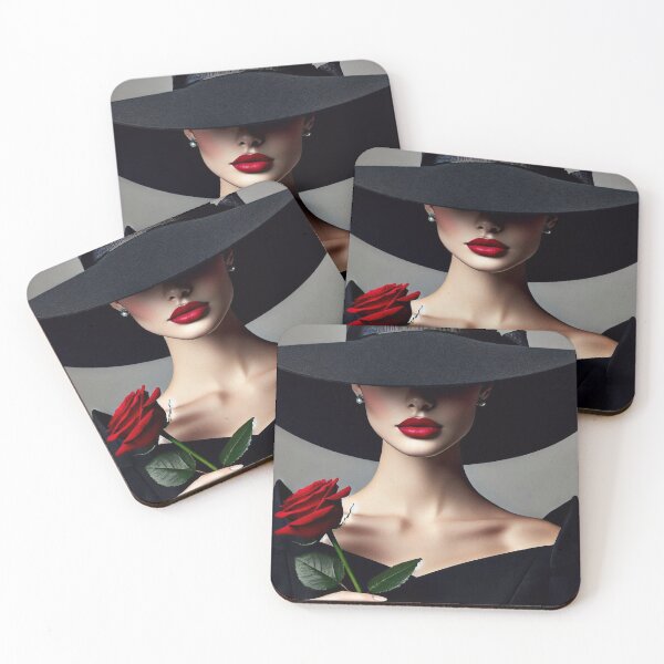 Item preview, Elegant woman with hat and red rose designed and sold by BenCoStyle.