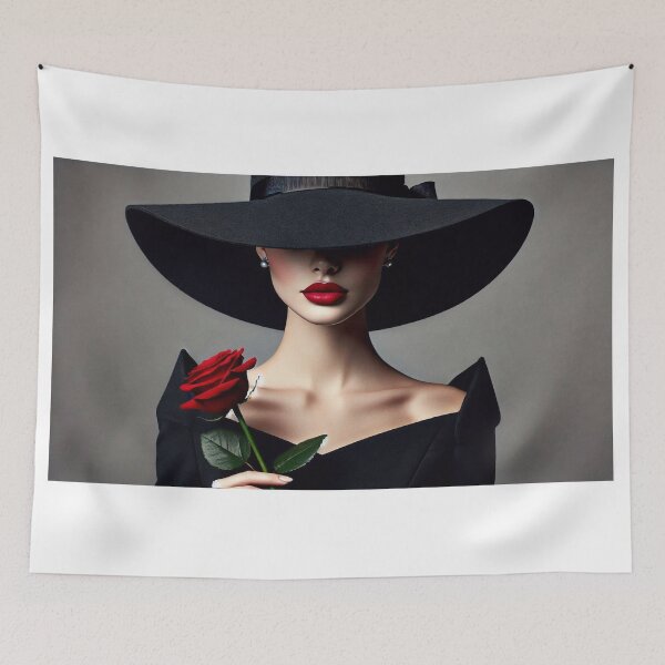Item preview, Elegant woman with hat and red rose designed and sold by BenCoStyle.