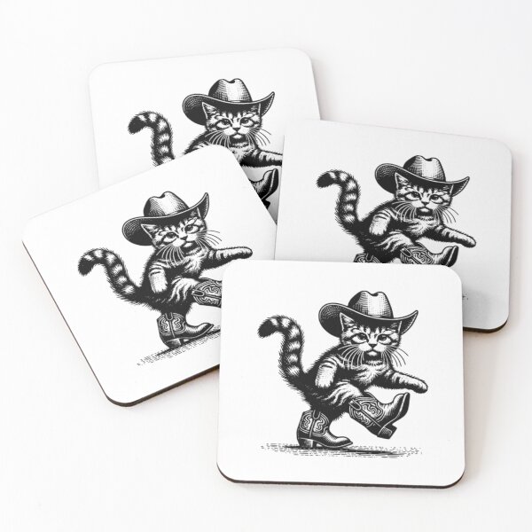 Item preview, Cute Kitten Walking in Cowboy Boots — Vintage Western Cat Art designed and sold by Colorful-Garden.