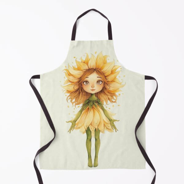 Item preview, Cute Sunflower Girl - Fairy-tale fantasy character Whimsical childlike illustration designed and sold by RSDigitalPrintDesign.
