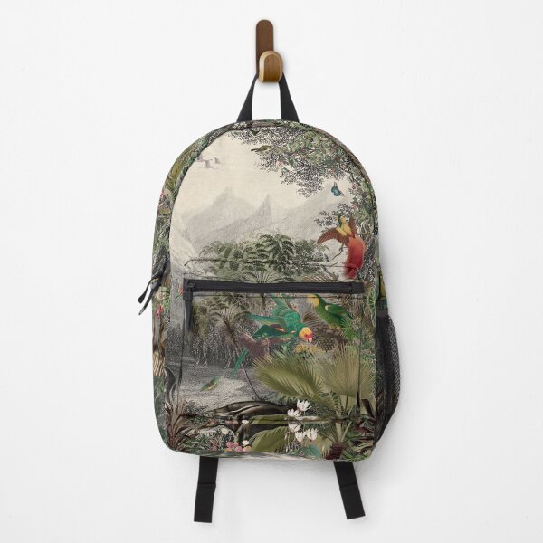 Item preview, Vintage Tropical Forest Landscape with Exotic Animals and Birds designed and sold by hAITHAM1985.