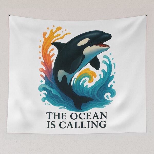 Item preview, Orca Killer Whale Art – The Ocean Is Calling | Vibrant Ocean Waves Illustration designed and sold by FUIRY .