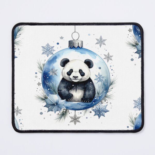 Item preview, Panda Winter Magic, Christmas tree ornament with panda and snowflakes in watercolor style designed and sold by LiskoDesign.