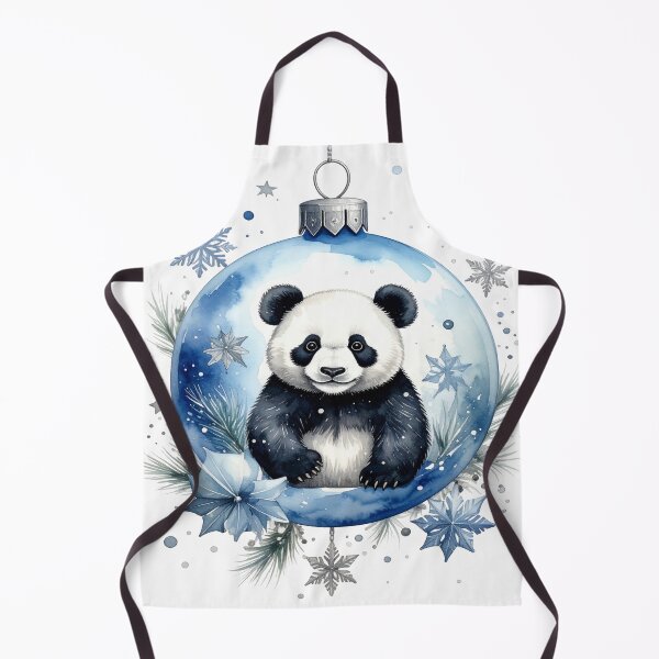 Item preview, Panda Winter Magic, Christmas tree ornament with panda and snowflakes in watercolor style designed and sold by LiskoDesign.