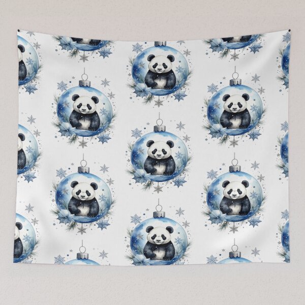 Item preview, Panda Winter Magic, Christmas tree ornament with panda and snowflakes in watercolor style designed and sold by LiskoDesign.