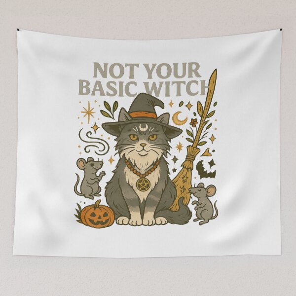 Item preview, Vintage Witch Cat – Not Your Basic Witch Graphic designed and sold by ZenCatZone.