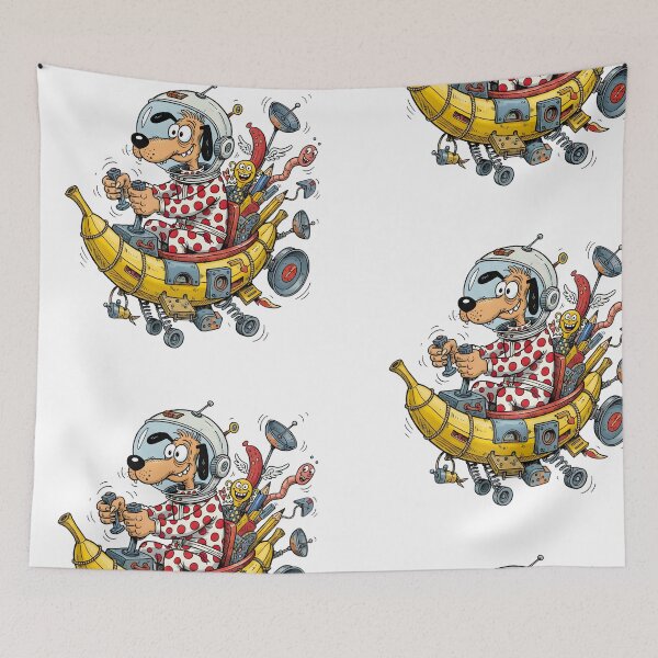 Item preview, A CARTOON ABOUT A MAD DOG ON A SPACE BANANA designed and sold by infinitearte.
