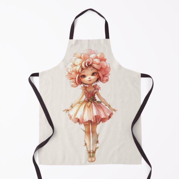 Item preview, Cute Peony Flower Girl - Fairy-tale fantasy character Whimsical childlike illustration designed and sold by RSDigitalPrintDesign.