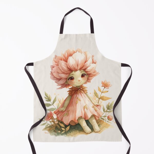 Item preview, Cute Peony Flower Girl - Fairy-tale fantasy character Whimsical childlike illustration designed and sold by RSDigitalPrintDesign.