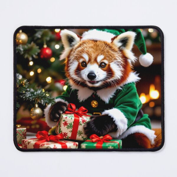 Item preview, red panda christmas elf colorful presents design designed and sold by SmashingDeals.