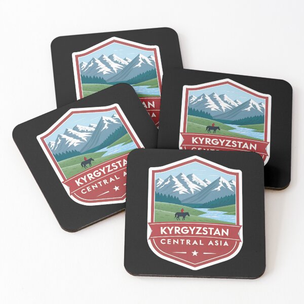 Item preview, Kyrgyzstan Shield  – Central Asia Travel  with Mountains and Valley designed and sold by VividOrganica.