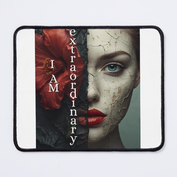 Item preview, I Am Extraordinary – Emotional Portrait of a Woman with Red Petals and Cracked Skin designed and sold by Boski22.