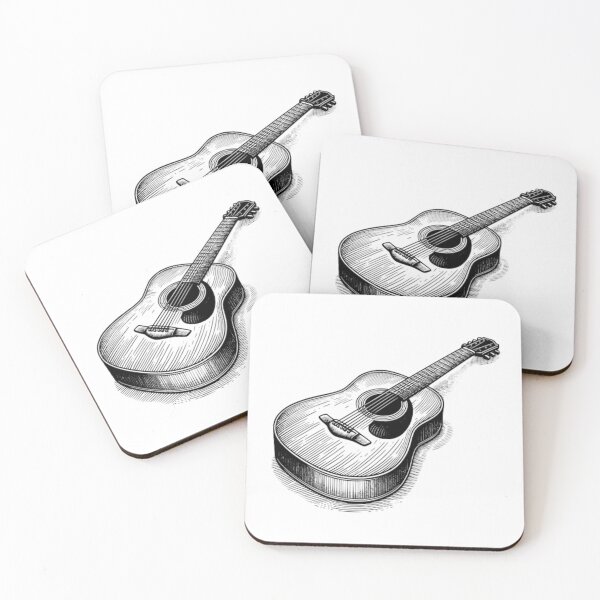 Item preview, Vintage Acoustic Guitar Engraving — Black and White Music Instrument Art designed and sold by HBDStudio.