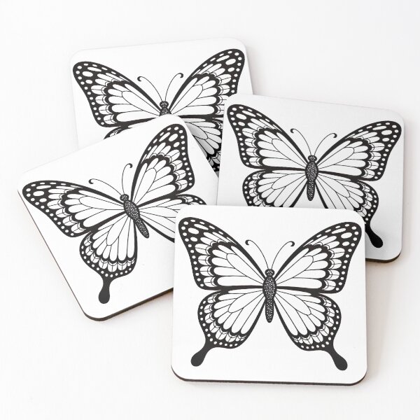 Item preview, Elegant Butterfly Linework: Black and White Stained Glass Illustration designed and sold by RudArtAI.