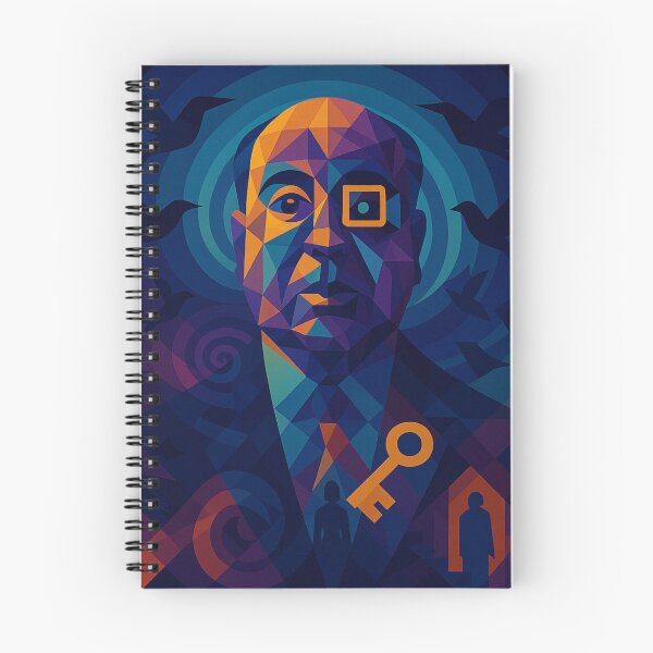 Item preview, La Geometría del Suspenso | Diseño artístico único, colorido, cubista, abstracto y geométrico inspirado en Alfred Hitchcock | Fantástico retrato hionótico para amantes del cine y la decoración de misterio designed and sold by Owlic.artwear.
