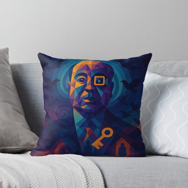 Item preview, The Geometry of Suspense | Unique Owlic Colorful Cubist Abstract Geometric Alfred Hitchcock Fan Art Art Design | Fantastic Hyonotic Portrait for Film and Mystery Decor Lovers designed and sold by Owlic.artwear.