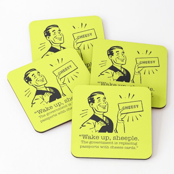 Item preview, “Wake Up, Sheeple — The Government Is Replacing Passports with Cheese Cards” | Surreal Retro Meme Humor designed and sold by RetroChill.