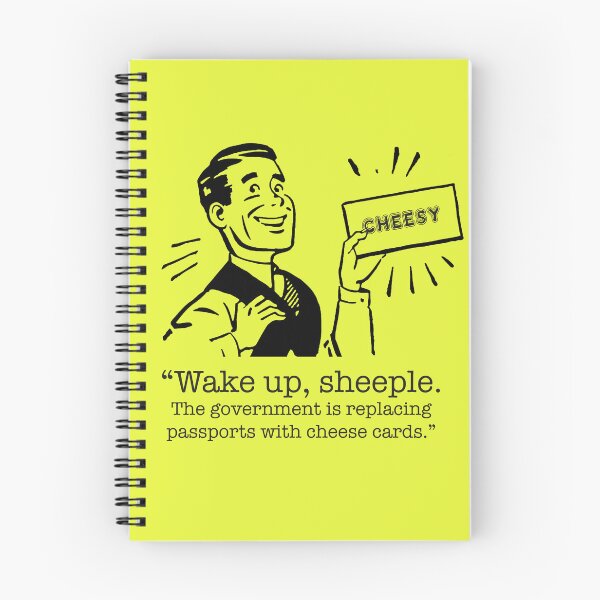 Item preview, “Wake Up, Sheeple — The Government Is Replacing Passports with Cheese Cards” | Surreal Retro Meme Humor designed and sold by RetroChill.