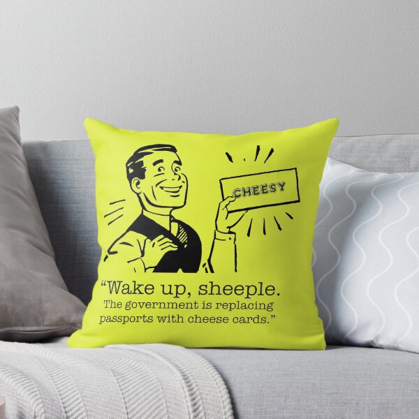 Item preview, “Wake Up, Sheeple — The Government Is Replacing Passports with Cheese Cards” | Surreal Retro Meme Humor designed and sold by RetroChill.