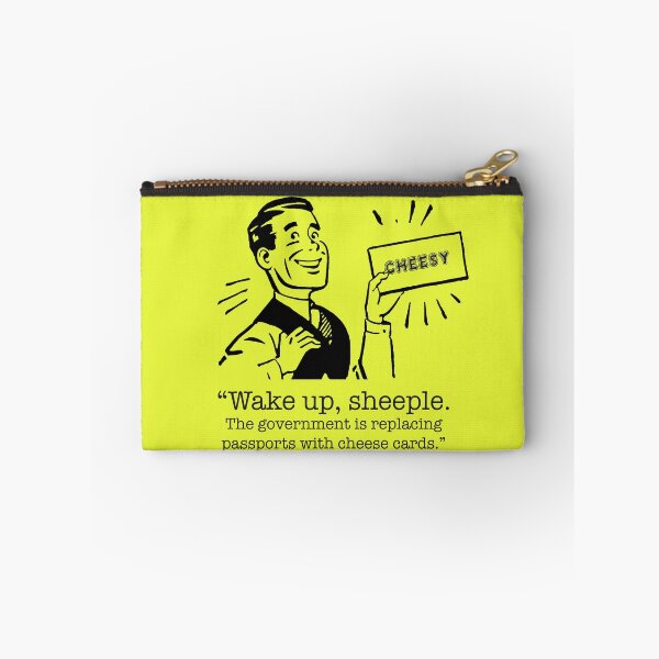 Item preview, “Wake Up, Sheeple — The Government Is Replacing Passports with Cheese Cards” | Surreal Retro Meme Humor designed and sold by RetroChill.